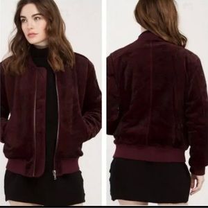 J.O.A burgundy red bomber jacket